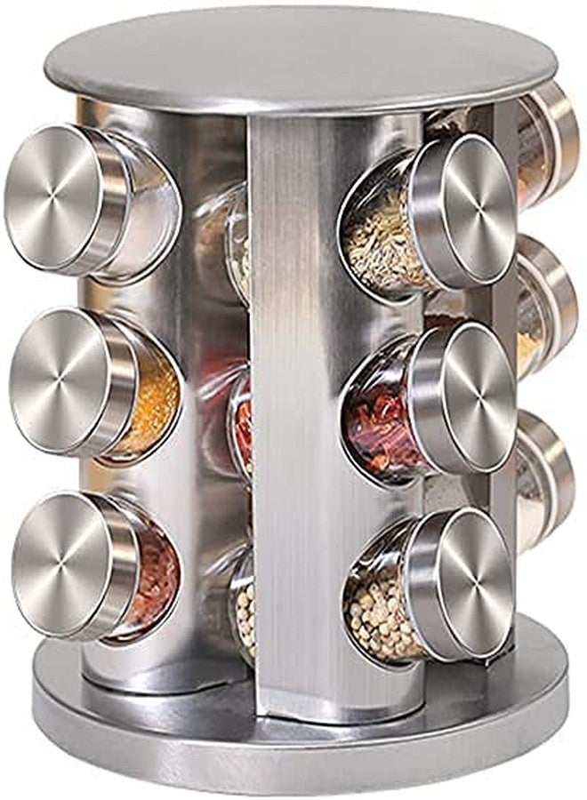 RHYDON Rotating Spice Rack Set of 12 Spice Jars Stainless Spice Rack, Seasoning Storage Organization Spice, Suitable for Carousel Tower for Kitchen, Round Revolving Spice Tower - Image 2